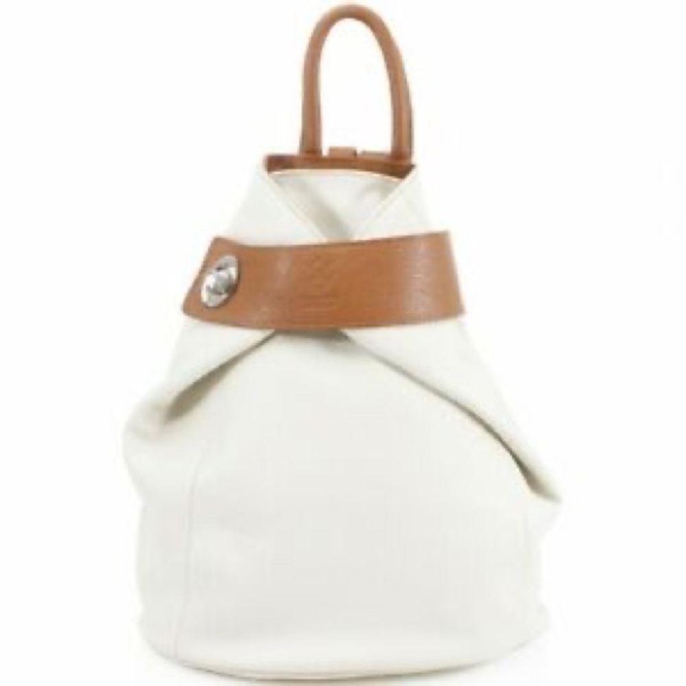 Off white/Tan Soft Vera Pelle Leather Rucksack